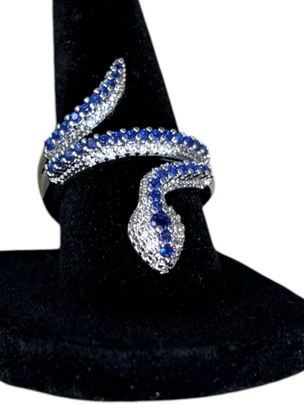 Sterling Silver Blue Sapphire Snake Wrap Ring